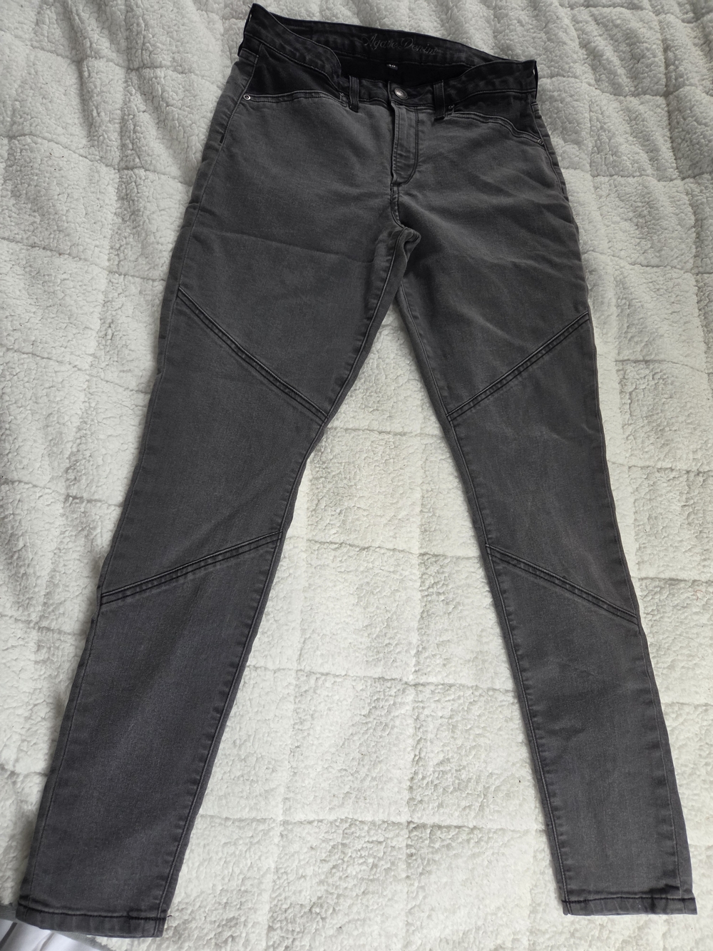 Agave Charcoal Gray Skinny Jeans with Panel Stitching
